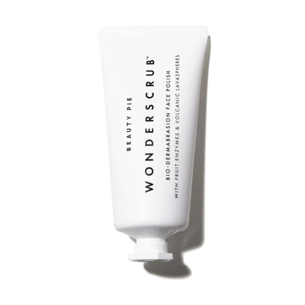 Beauty Pie Wonderscrub Bio-Dermabrasion Face Polish in a 60ml jar, showcasing the skincare product with textured exfoliating formula.