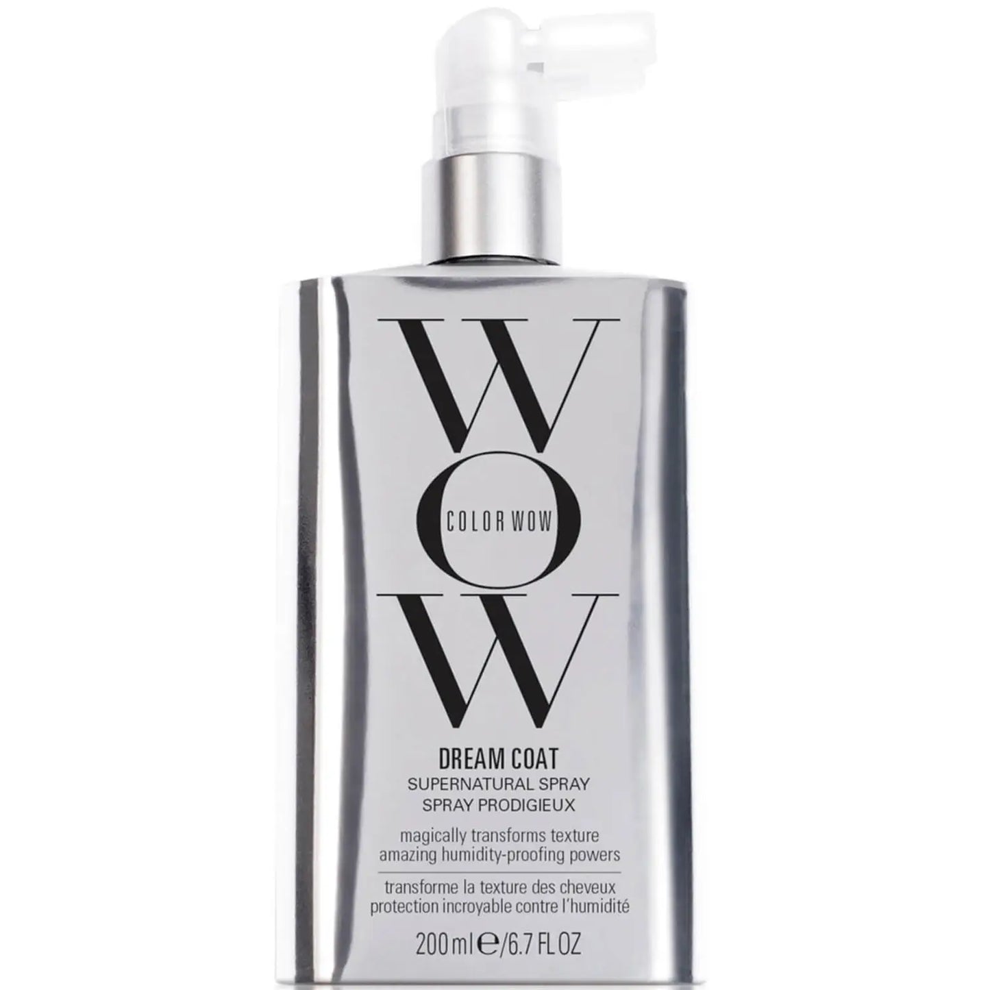 Color Wow Dream Coat Supernatural Spray for hair, 200ml, hydrating hair care product with a sleek spray bottle design.