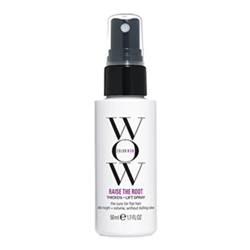 Color Wow Raise the Root Thicken and Lift Spray in 50ml travel size, enhances hair volume and root lift with a lightweight formula.