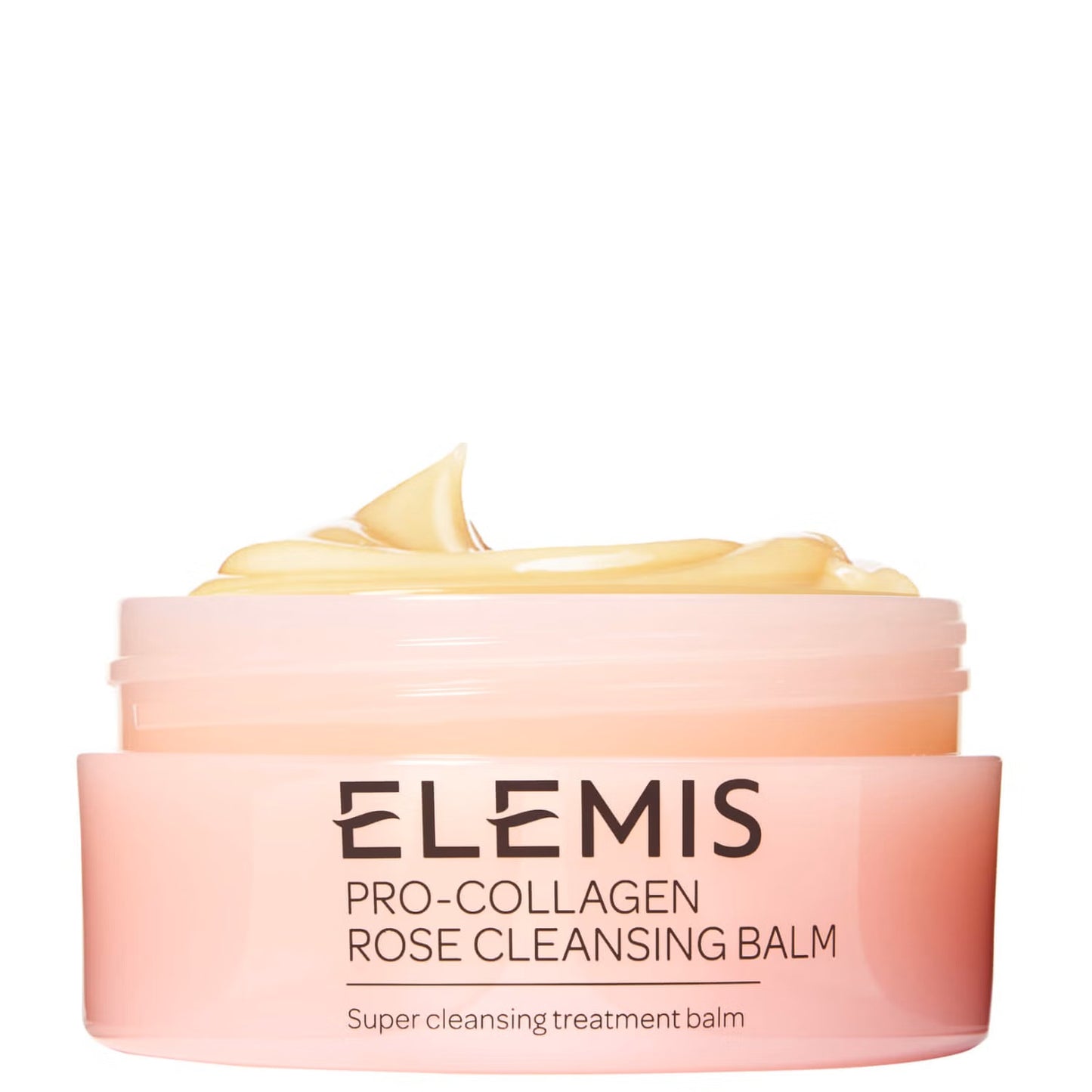 Elemis Pro-Collagen Rose Cleansing Balm in a jar, facial cleanser with rose extract, 100g, for gentle skincare and deep cleansing.