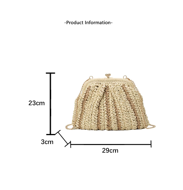Natural Raffia Shell Clutch Bag by Grace Beauty, stylish handbag with woven raffia and shell accents for a chic look.