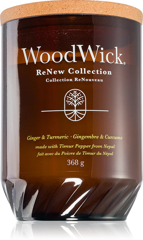 Woodwick Renew Ginger & Tumeric Scented Candle with Wooden Wick 368g