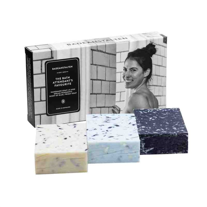 Three handmade soaps from Badeanstalten's Bath & Body collection, featuring The Bath Attendant's Favourite scent.