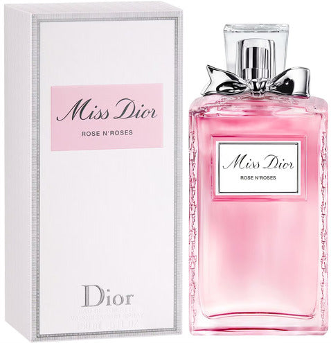 Dior Miss Dior Rose N'Roses 50ml Eau de Toilette spray with pink floral packaging and elegant bottle design.