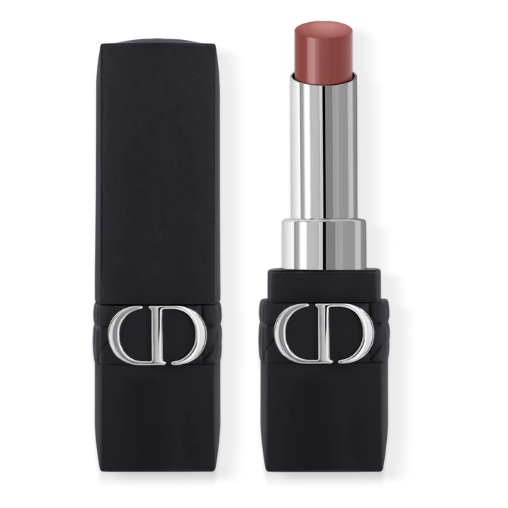 Dior Rouge Dior Forever Lipstick in shade 729 Forever Authentic, with sleek gold packaging and the lipstick partially twisted up.