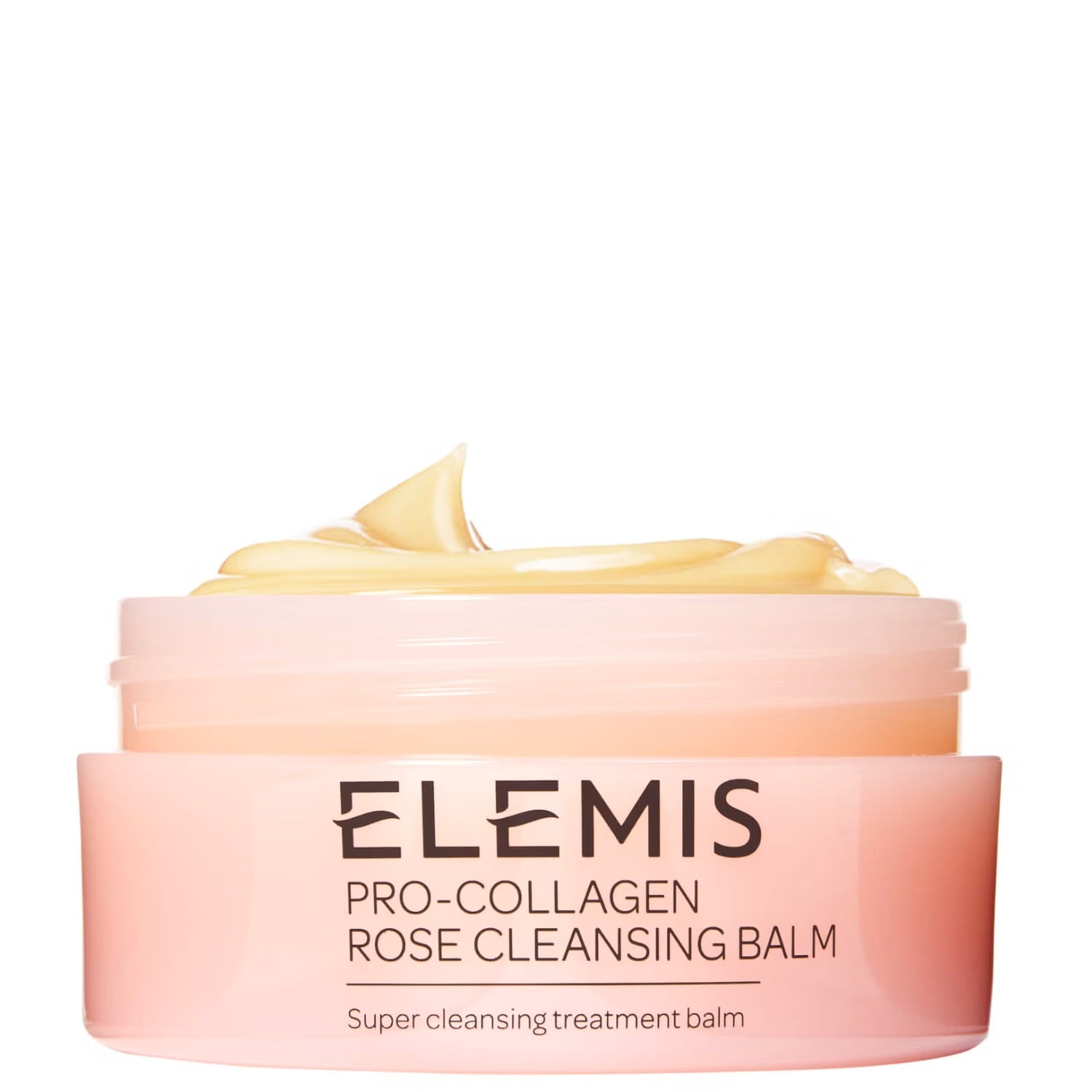 Elemis Pro-Collagen Rose Cleansing Balm in a jar, facial cleanser with rose extract, 100g, for gentle skincare and deep cleansing.