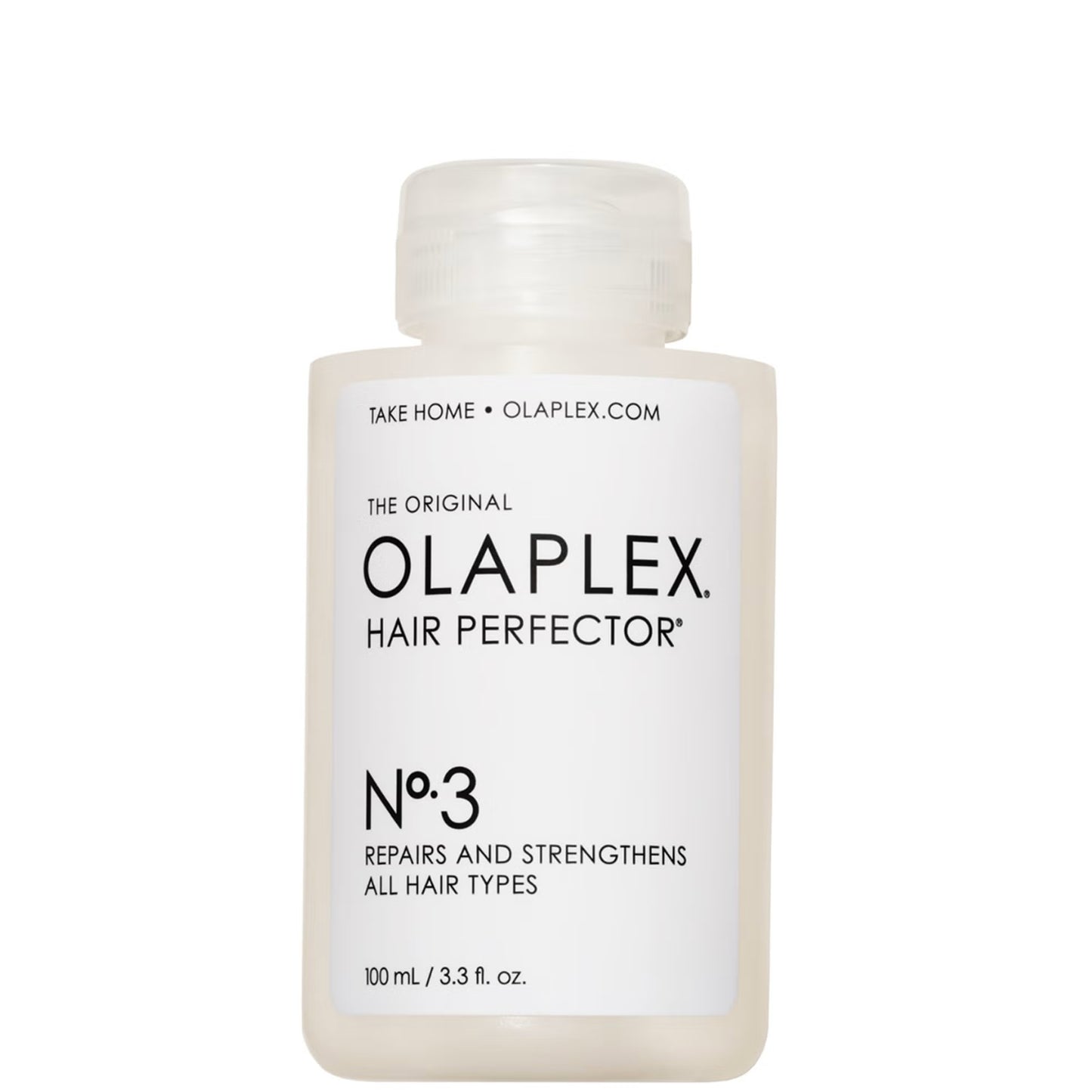 Olaplex No. 3 Hair Perfector pre-shampoo treatment bottle, strengthening and reparative hair care by Olaplex.