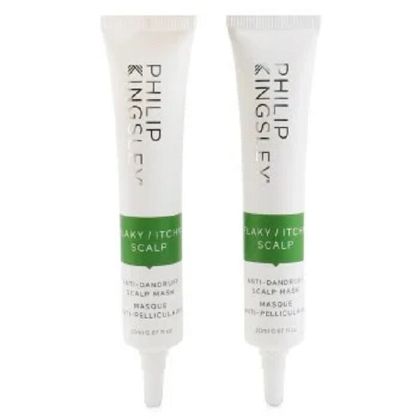 Philip Kingsley Flaky Itchy Scalp Mask in 2 x 20mls, hair care treatment for scalp relief and soothing skin.