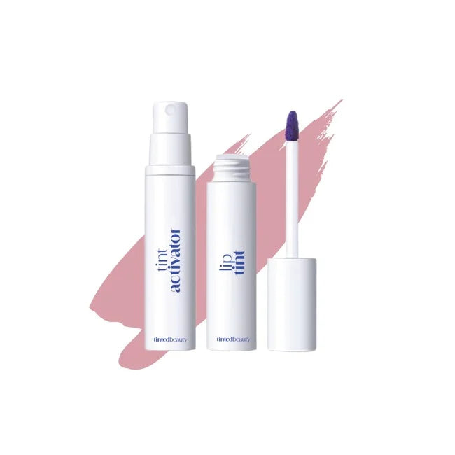 Tinted Beauty Ballet Babe long-lasting lip tint in a soft pink shade, displayed on lips with a smooth, even finish.