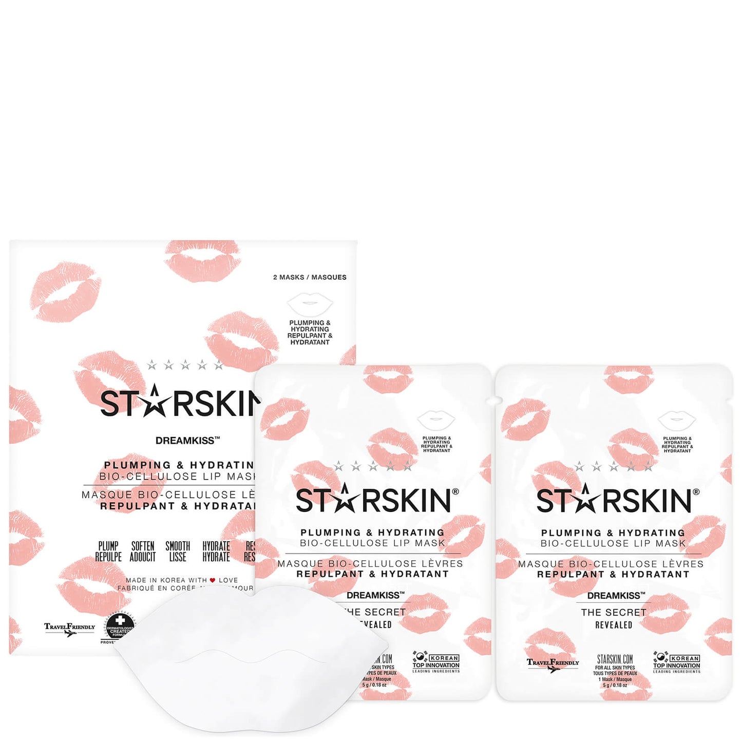 starskin dreamkiss™ plumping and hydrating bio-cellulose lip mask (2 masks)