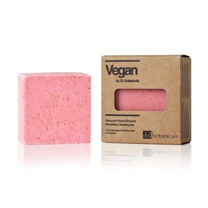 dr botanicals moroccan rose & rhubarb nourishing cleansing bar 70g vegan