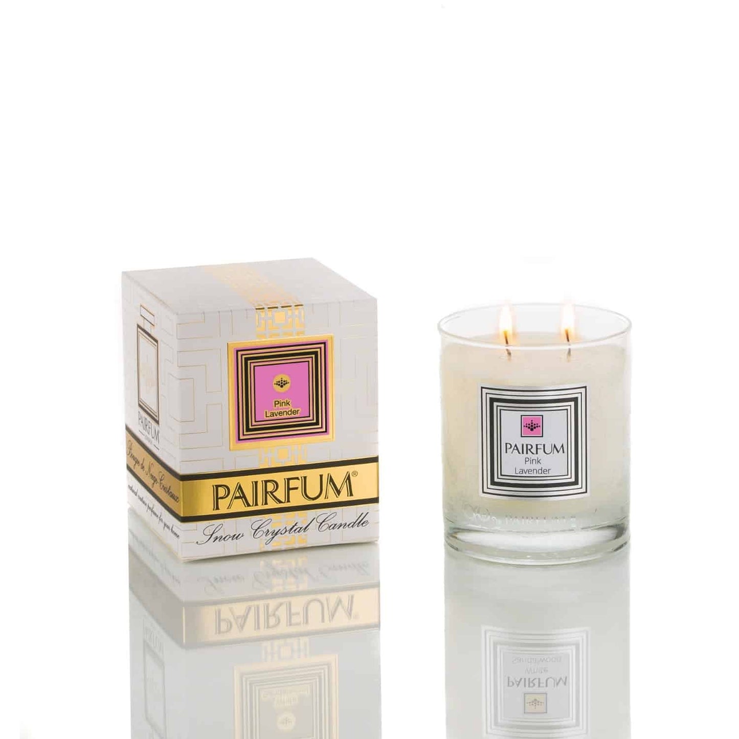 pairfum london the snow crystal candle ‘eau de parfum’ pink lavender 200g