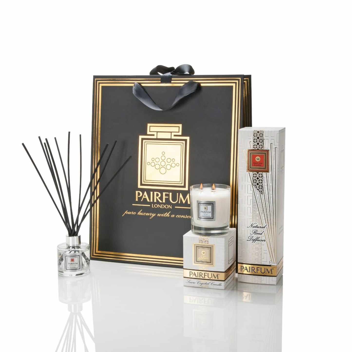 pairfum london luxury reed diffuser ‘eau de parfum’ blush rose & amber 100ml +10 reeds