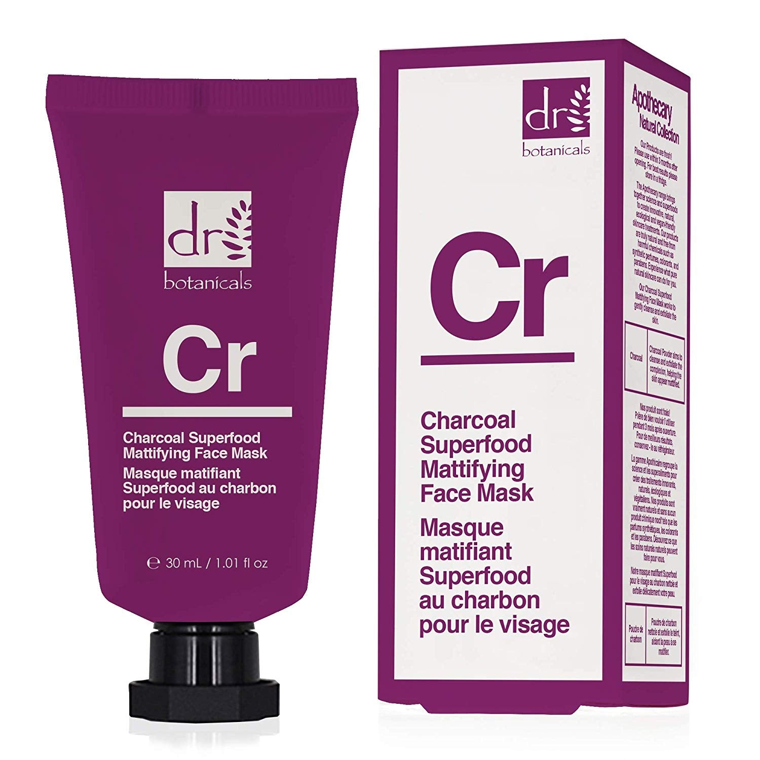 dr botanicals charcoal superfood mattifying face mask 30ml vegan default title