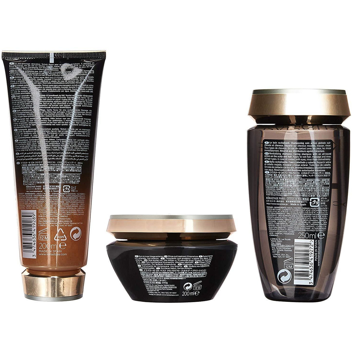 kérastase chronologiste revitalizing shampoo, care conditioner and balm treatment trio