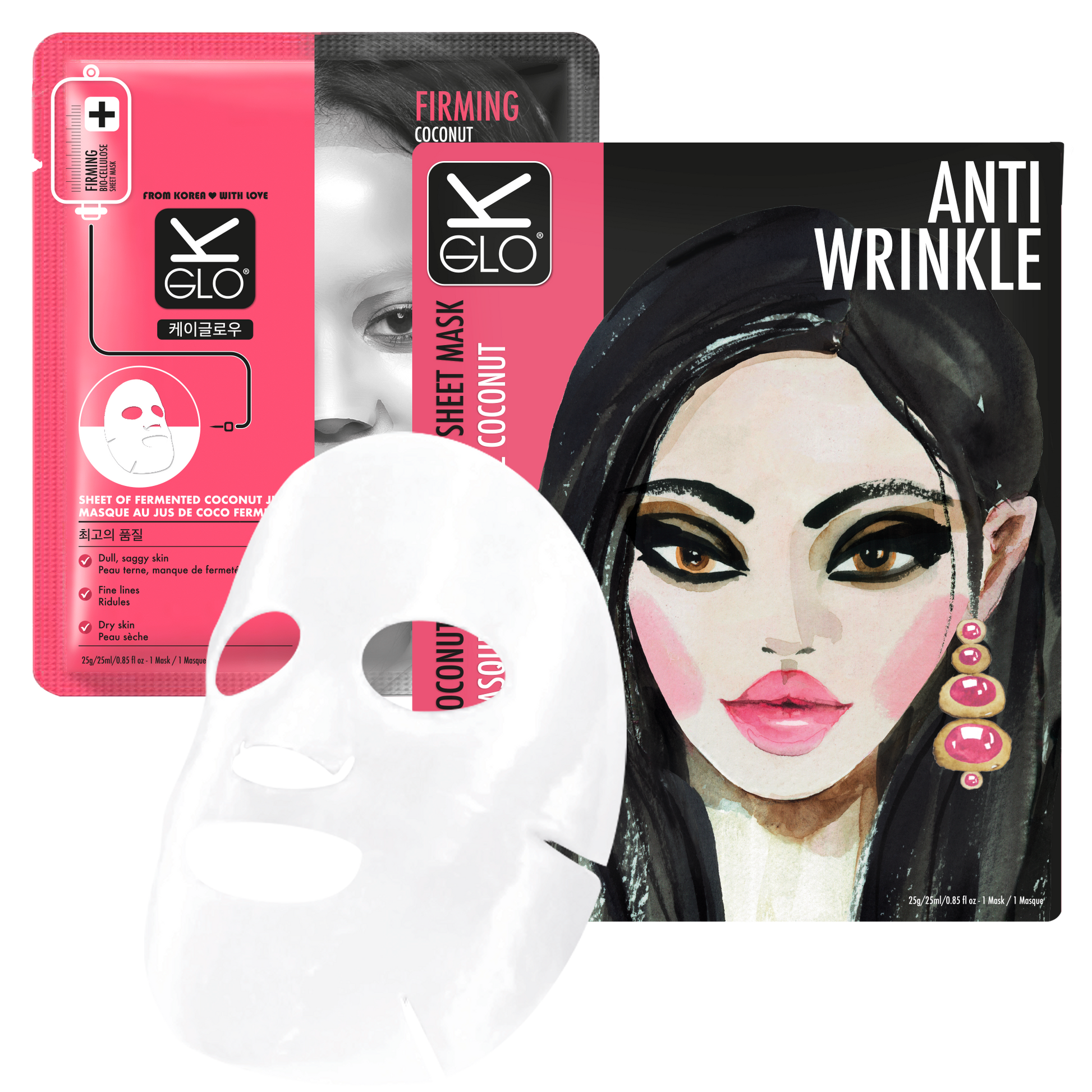 k-glo® anti-wrinkle coconut bio-cellulose sheet mask