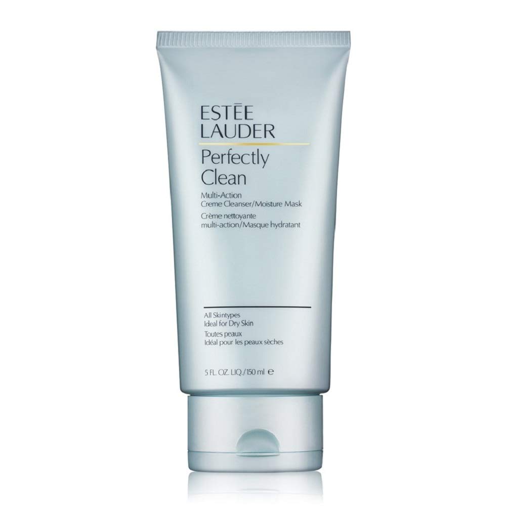 Estée Lauder Perfectly Clean multi-action creme cleanser and moisture mask in a 150ml jar, showing the product container.
