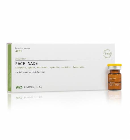 INNOAESTHETICS Face Nade skin care vials, 4-pack of 2.5ml each, featuring skin rejuvenation and hydration treatment.
