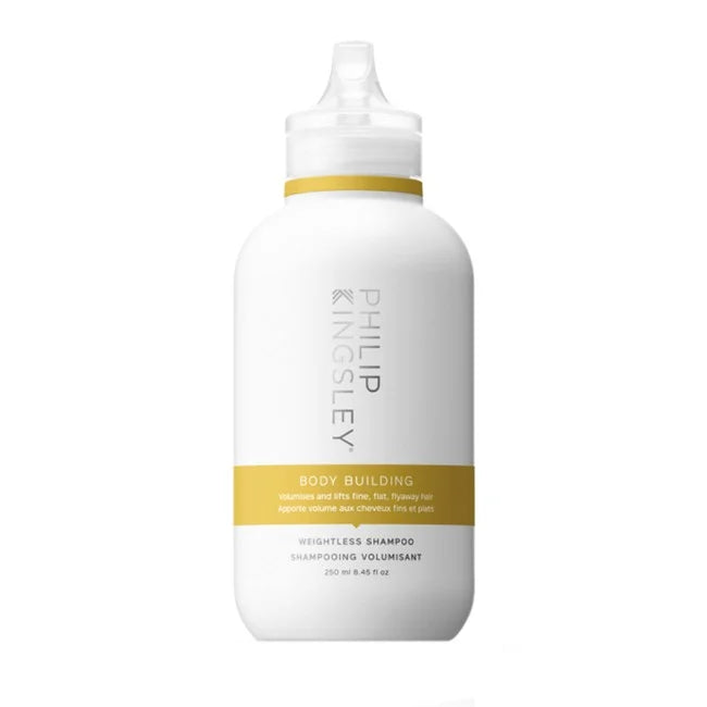 Philip Kingsley Body Building Shampoo 250 ml bottle with sleek packaging, designed to add volume and strength to hair.