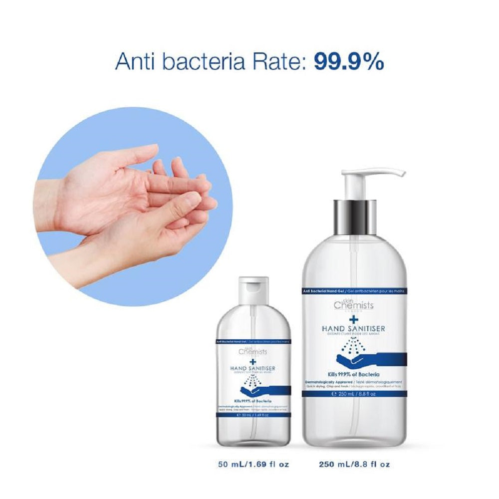 skinchemists london hand sanitiser high strength, made in uk