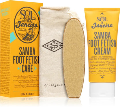 Sol de Janeiro Samba Foot Fetish skin care cream in a 90ml container, designed for nourishing and softening feet.