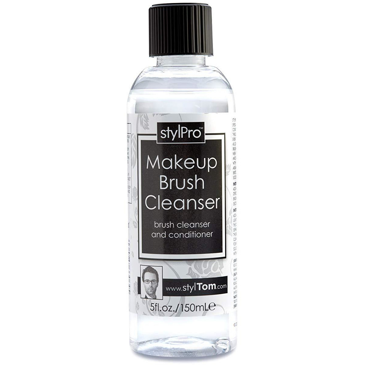 StylPro Make Up Brush Cleanser 150ml bottle for cleaning makeup brushes, in a clear plastic container with label and cap.