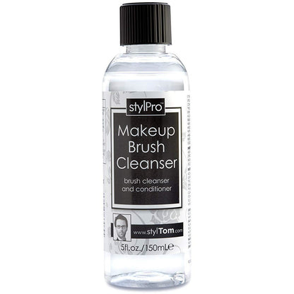 StylPro Make Up Brush Cleanser 150ml bottle for cleaning makeup brushes, in a clear plastic container with label and cap.