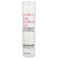 This Works Perfect Legs Gradual Tan lotion in 120ml bottle, smooth and buildable self-tanning skincare for glowing legs.